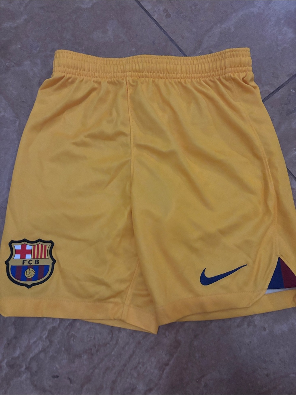 Nike Kids Yellow FC Barcelona Training Shorts